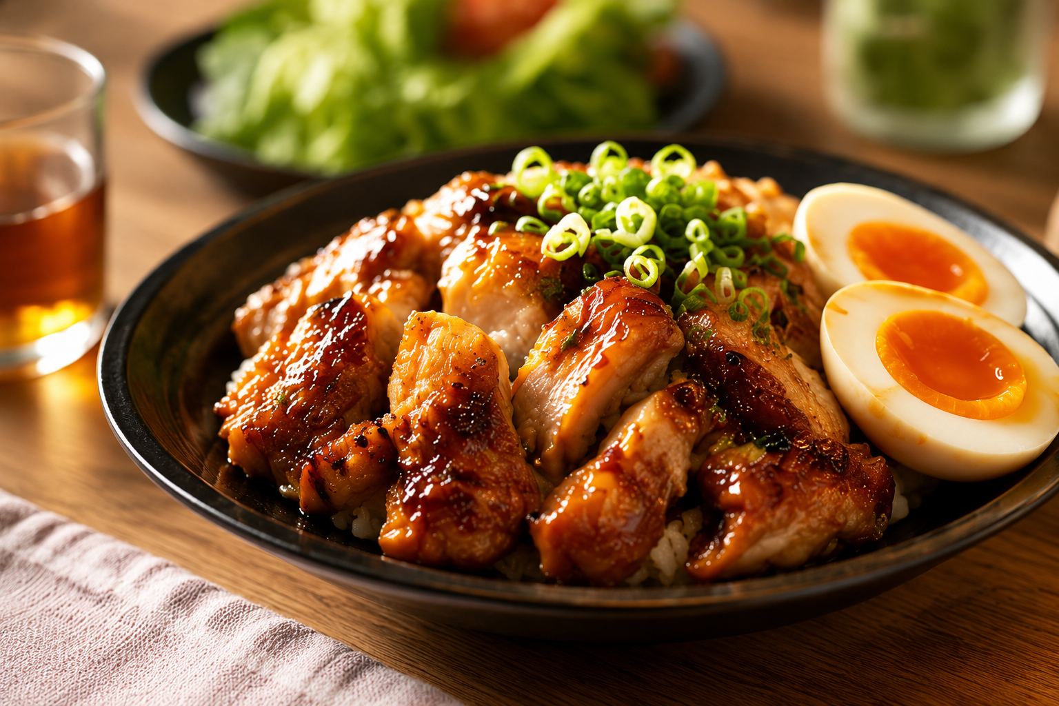 明るくツヤのある照り焼きチキン丼をプロが撮影した料理写真